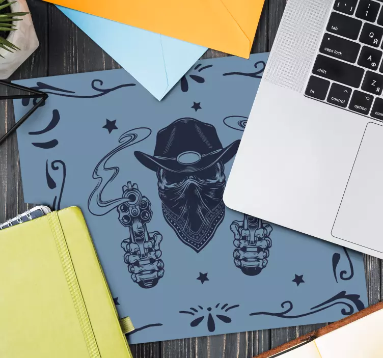 Tappetino mouse gaming illustrazione cowboy gunslinger - TenStickers