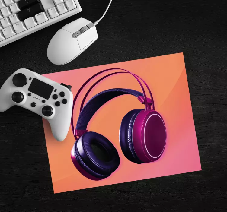 Tappetino mouse gaming immagine cuffie eleganti - TenStickers