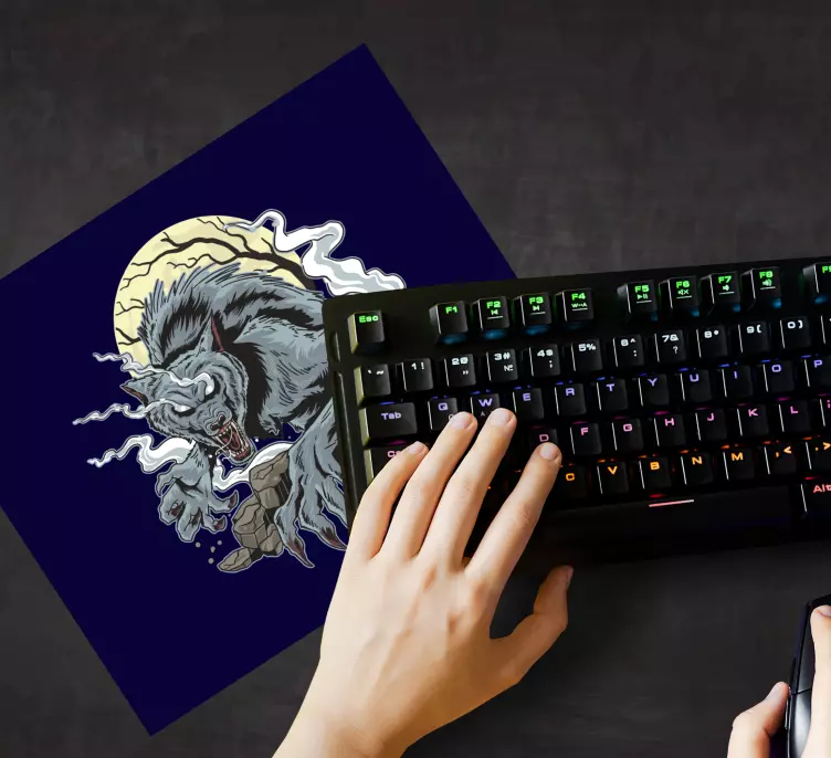Tappetino mouse gaming l'urlo del lupo feroce - TenStickers