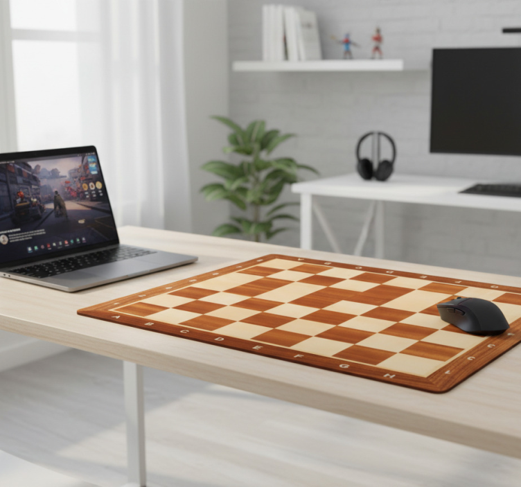 Tappetino mouse gaming scacchiera in legno - TenStickers