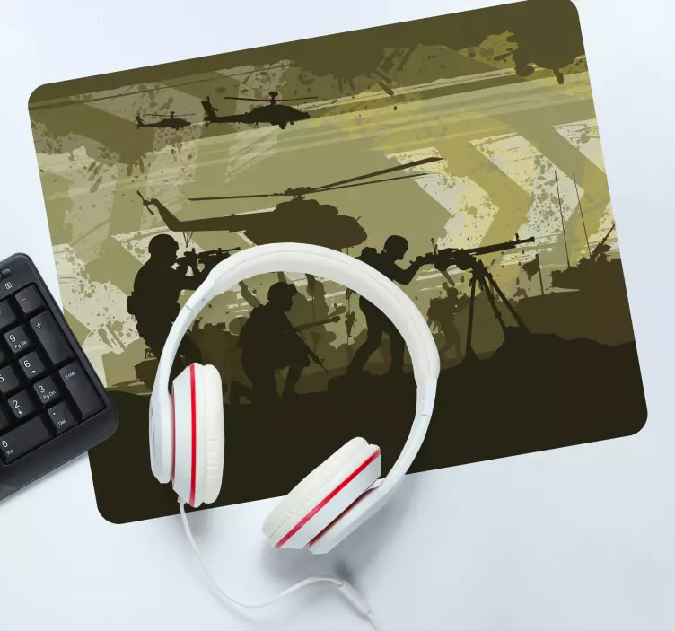 Tappetino mouse gaming silhouette di azione militare - TenStickers