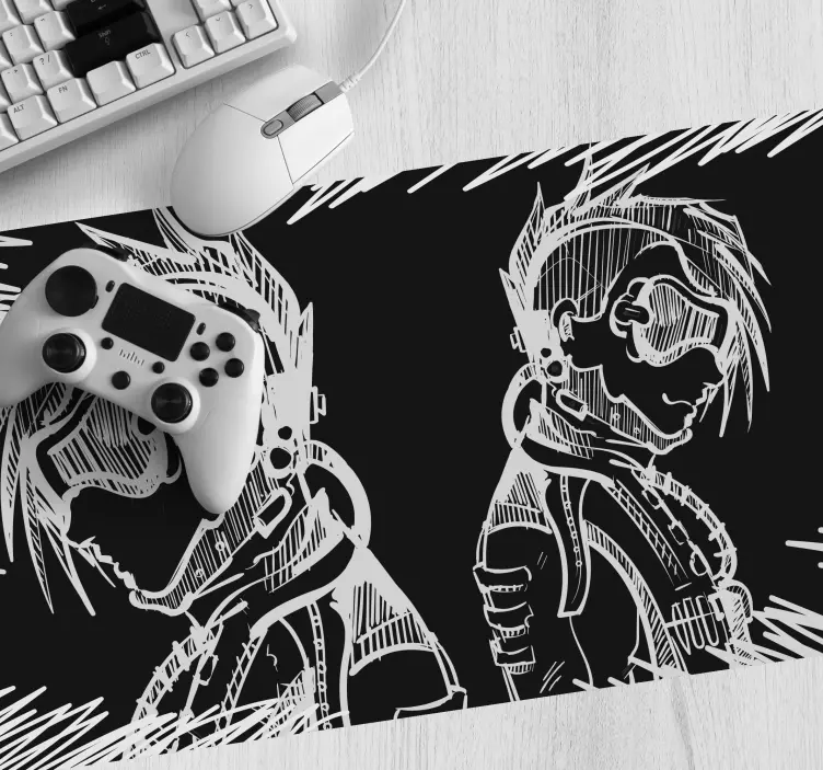 Tappetino mouse gaming silhouette di personaggi dinamici - TenStickers