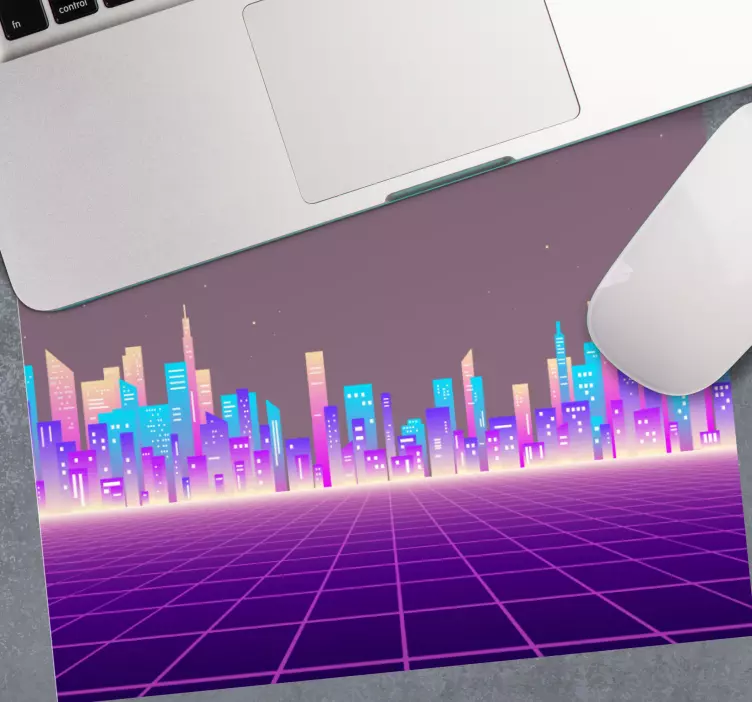 Tappetino mouse gaming vista di una città futuristica - TenStickers