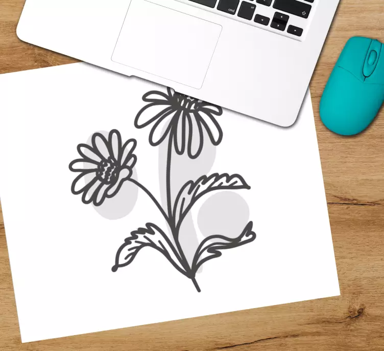 Tappetino mouse originale arte lineare floreale - TenStickers