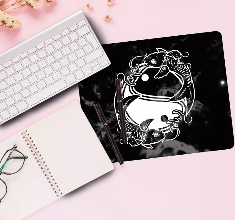 Tappetino mouse originale arte pesci yin yang - TenStickers
