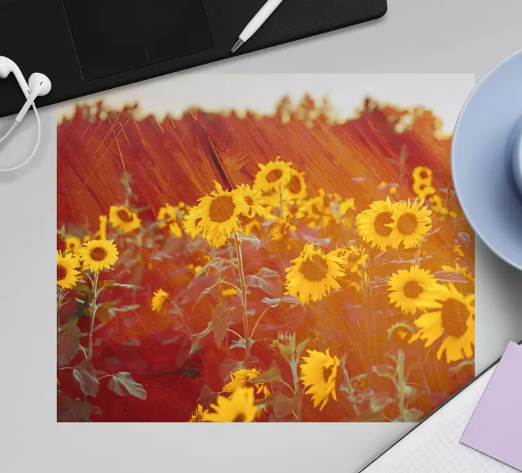 Tappetino mouse originale campo di girasoli vibrante - TenStickers