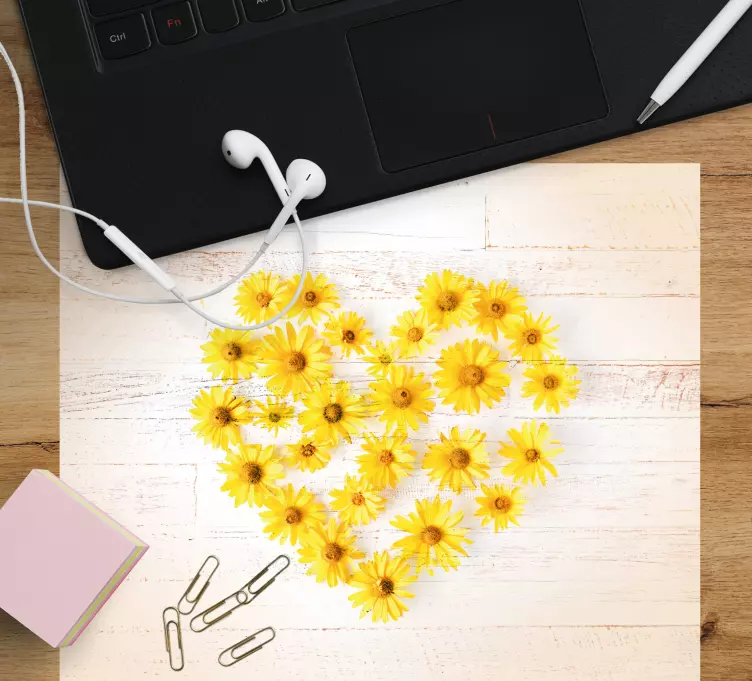 Tappetino mouse originale composizione cuore floreale - TenStickers