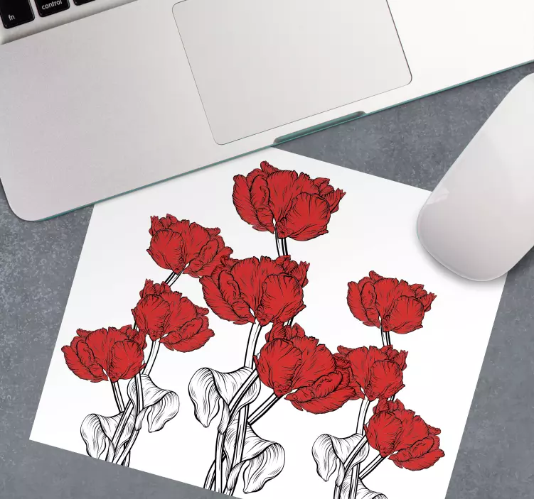 Tappetino mouse originale composizione di tulipani rossi - TenStickers