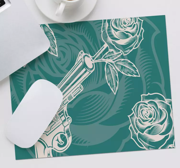 Tappetino mouse originale composizione rosa revolver - TenStickers