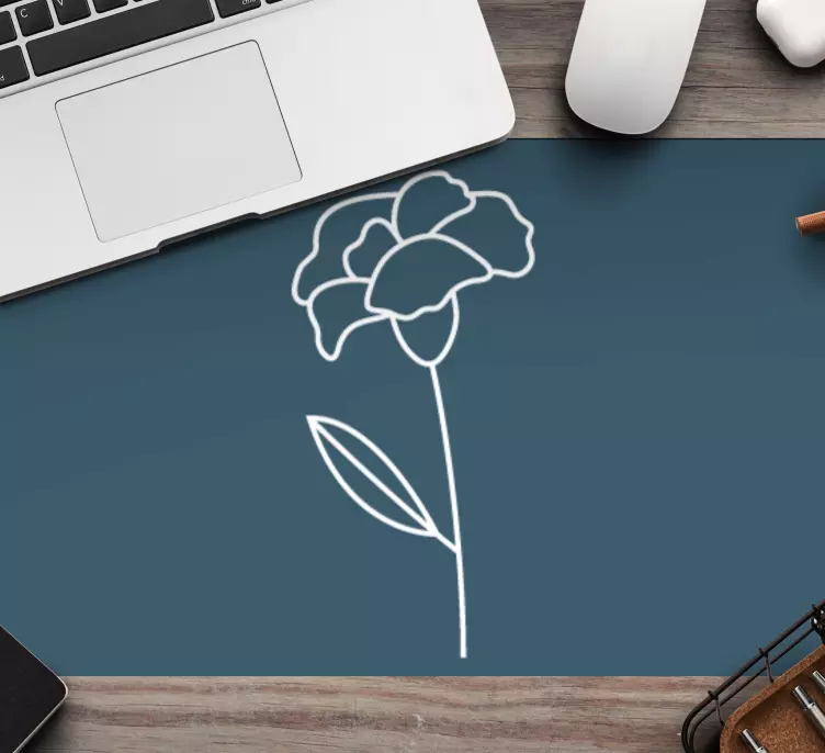 Tappetino mouse originale contorno fiore minimalista - TenStickers