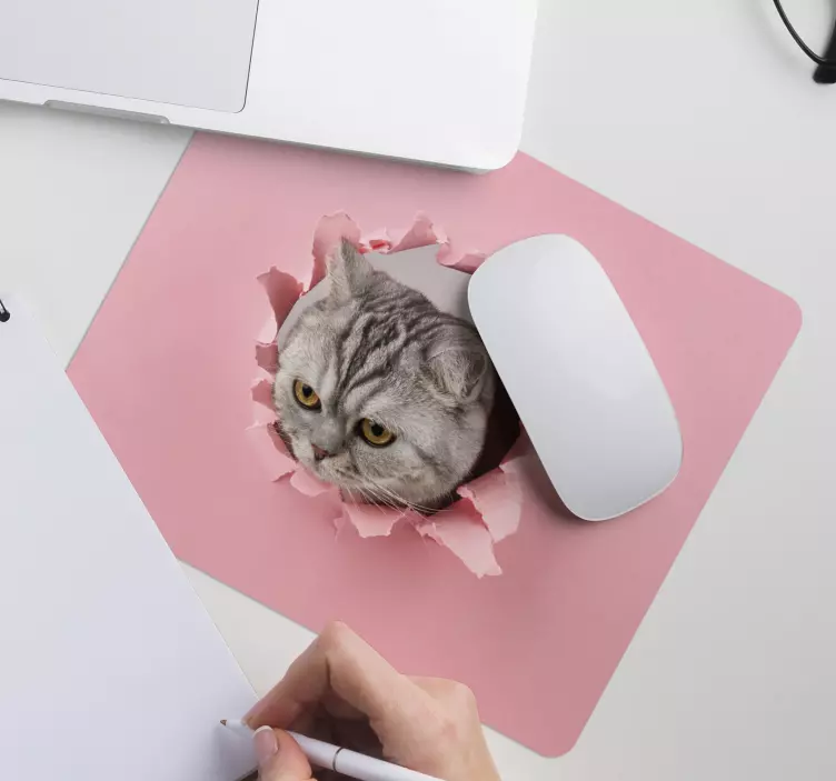 Tappetino mouse originale gatto che sfonda - TenStickers