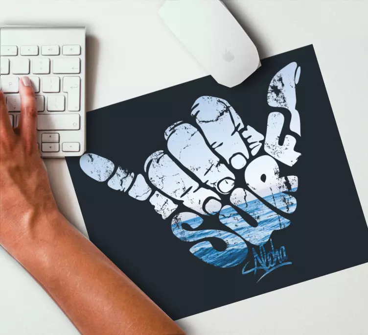 Tappetino mouse originale gesto della mano shaka - TenStickers