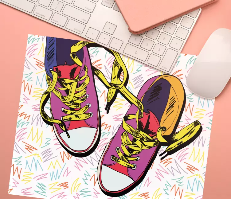 Tappetino mouse originale illustrazione sneakers colorate - TenStickers