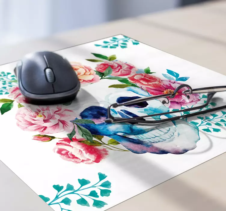 Tappetino mouse originale motivo teschio floreale - TenStickers