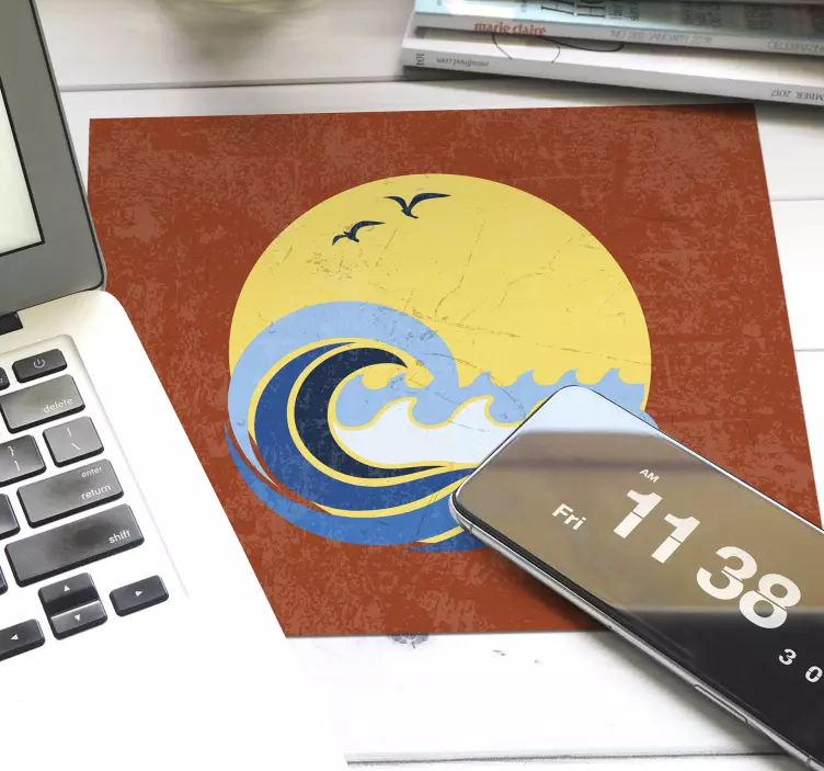 Tappetino mouse originale onde al tramonto - TenStickers