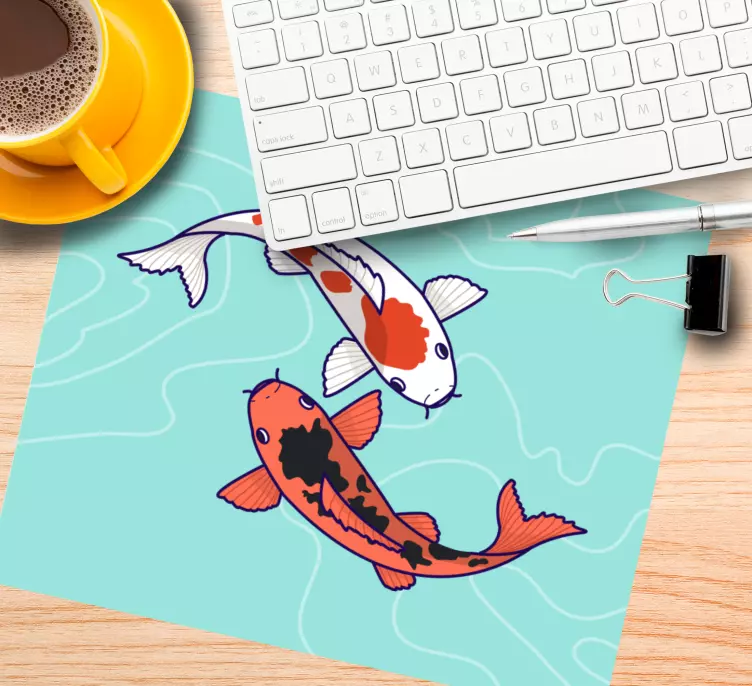 Tappetino mouse originale pesci koi che nuotano - TenStickers
