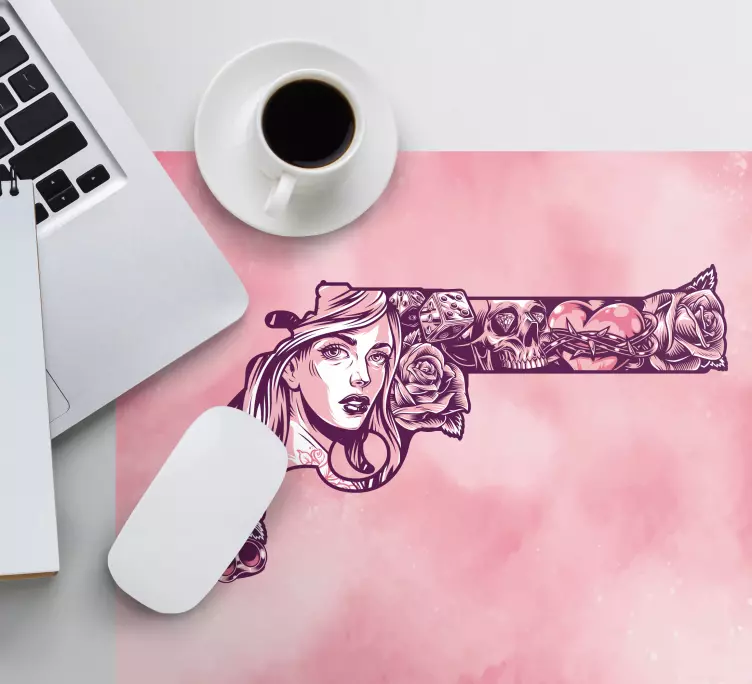 Tappetino mouse originale pistola floreale intricata - TenStickers