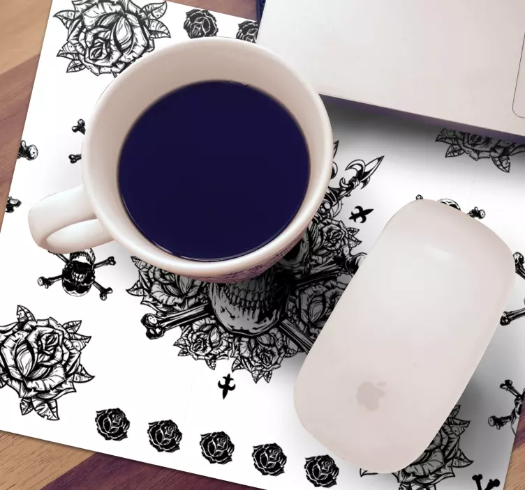 Tappetino mouse originale rose con teschi intricati - TenStickers