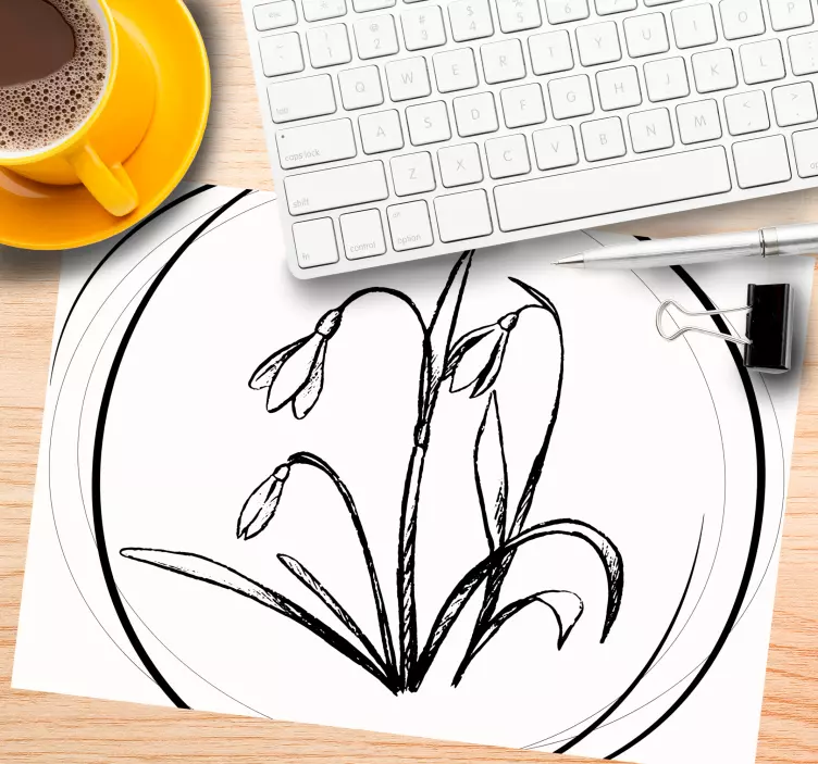 Tappetino mouse originale schizzo floreale elegante - TenStickers
