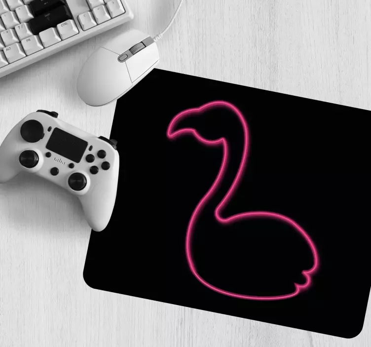 Tappetino mouse originale silhouette di fenicottero neon - TenStickers