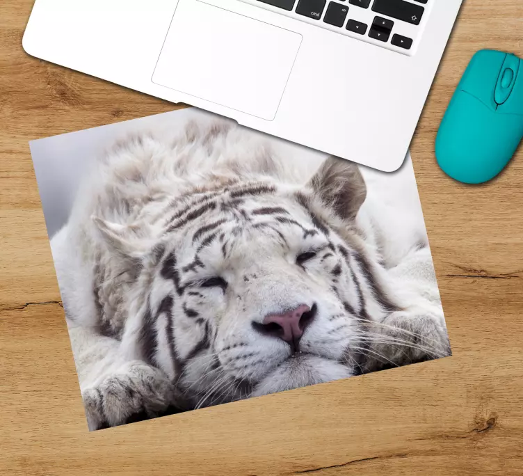 Tappetino mouse originale tigre bianca in riposo - TenStickers