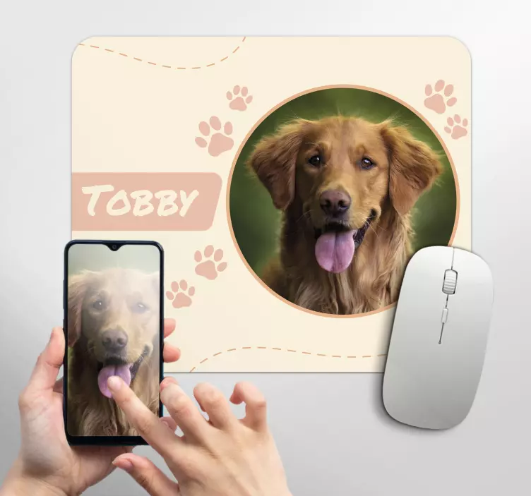 Tappetino mouse con nome immagine del cane - TenStickers