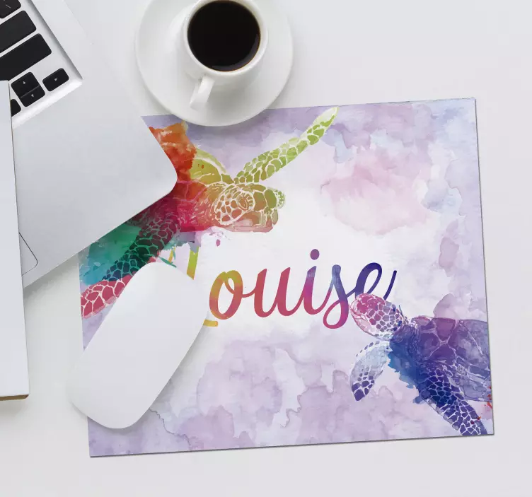 Tartarughe colorate con tappetino per mouse nome - TenStickers