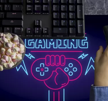 Tappetino gaming Logo di gioco con luci al neon - TenStickers