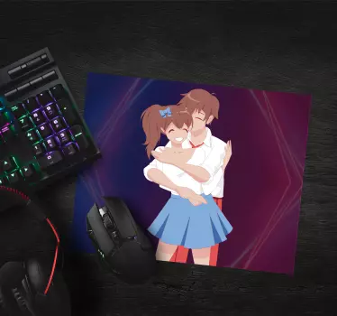 Tappetino mouse anime abbraccio di una coppia carina - TenStickers