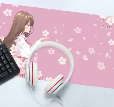 Tappetino mouse anime personaggio floreale affascinante - TenStickers