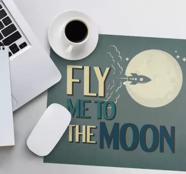 Tappetino mouse con frase avventura lunare da sogno - TenStickers