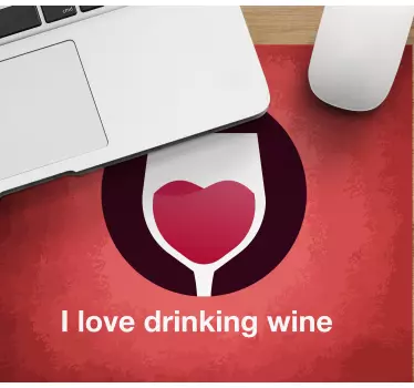 Tappetino mouse con frase bicchiere vino simbolo cuore - TenStickers