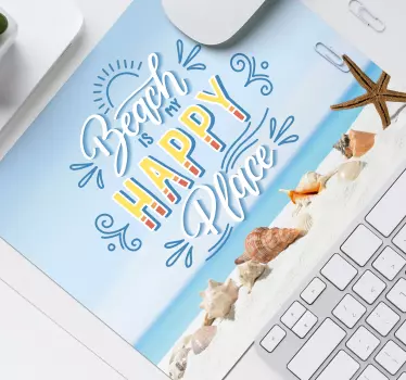 Tappetino mouse con frase felicità da spiaggia - TenStickers