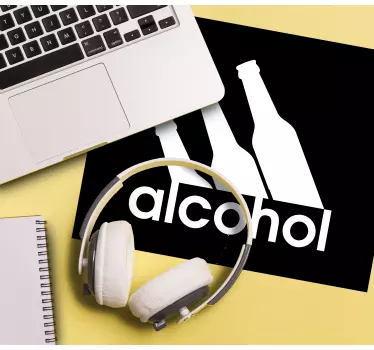 Tappetino mouse con frase grafica bottiglie di alcol - TenStickers
