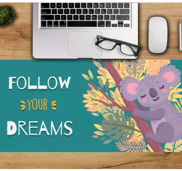 Tappetino mouse con frase koala che insegue sogni - TenStickers
