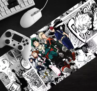 Tappetino per mouse anime Personaggi manga in bianco e nero - TenStickers