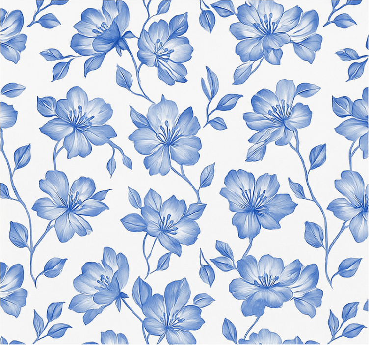 Tenda a rullo camera da letto floreale blu e bianco - TenStickers