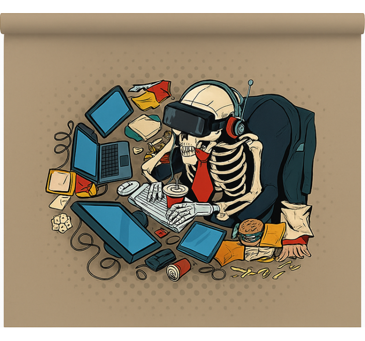 Tenda a rullo gamer scheletro giocatore retrò - TenStickers