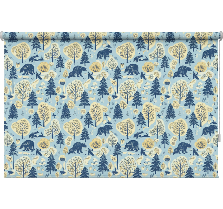 Tenda a rullo stile nordico orso nei boschi scandinavi - TenStickers