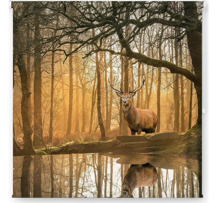 Tenda a rullo alberi lago cervo d'oro - TenStickers