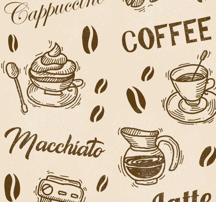 Tenda a rullo cucina design varietà di caffè - TenStickers