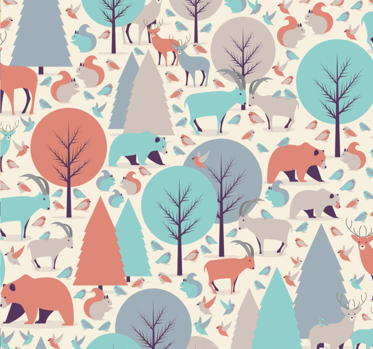 Tenda a rullo cameretta scena foresta nordica - TenStickers