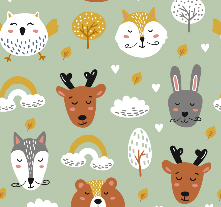 Tenda a rullo cameretta animali della foresta scandinava - TenStickers