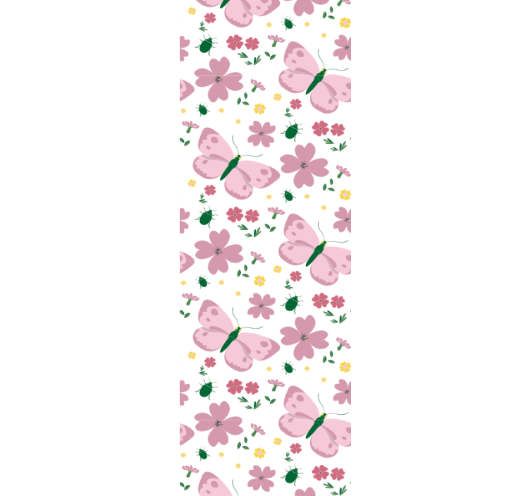Tenda a rullo cameretta motivo fiori rosa e farfalle - TenStickers