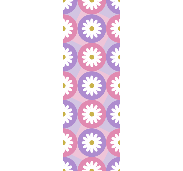 Tenda a rullo cameretta motivo fiori quadrati rosa viola - TenStickers