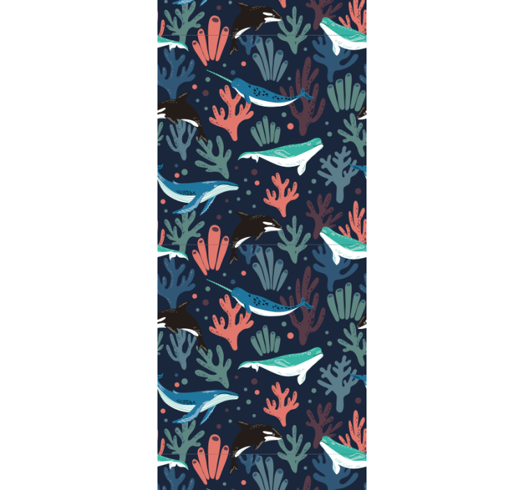 Tenda a rullo cameretta animali marini vivaci su sfondo blu - TenStickers