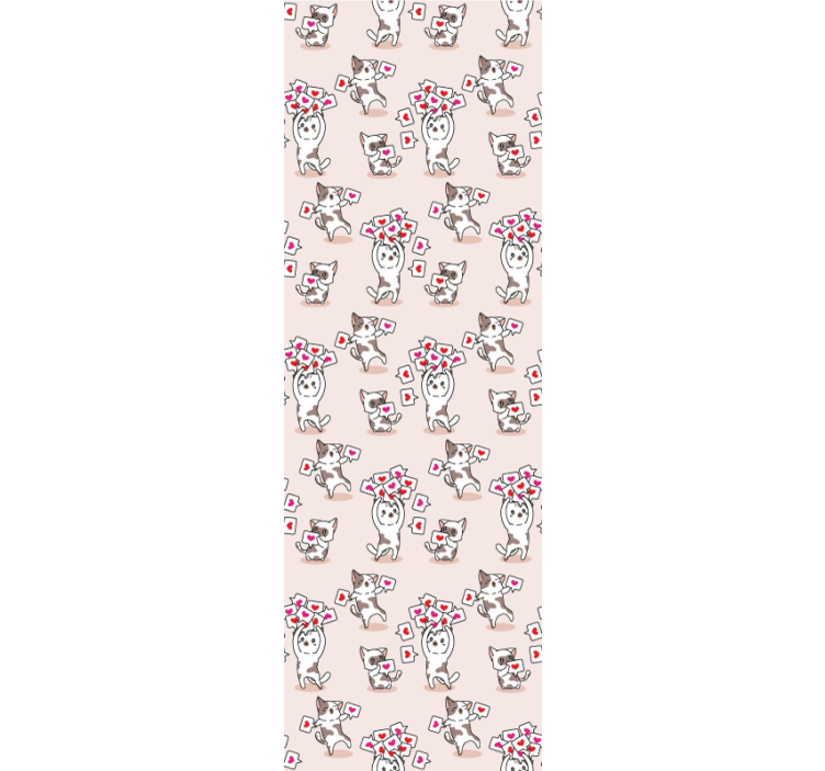 Tenda a rullo cameretta gatti con cuori - TenStickers