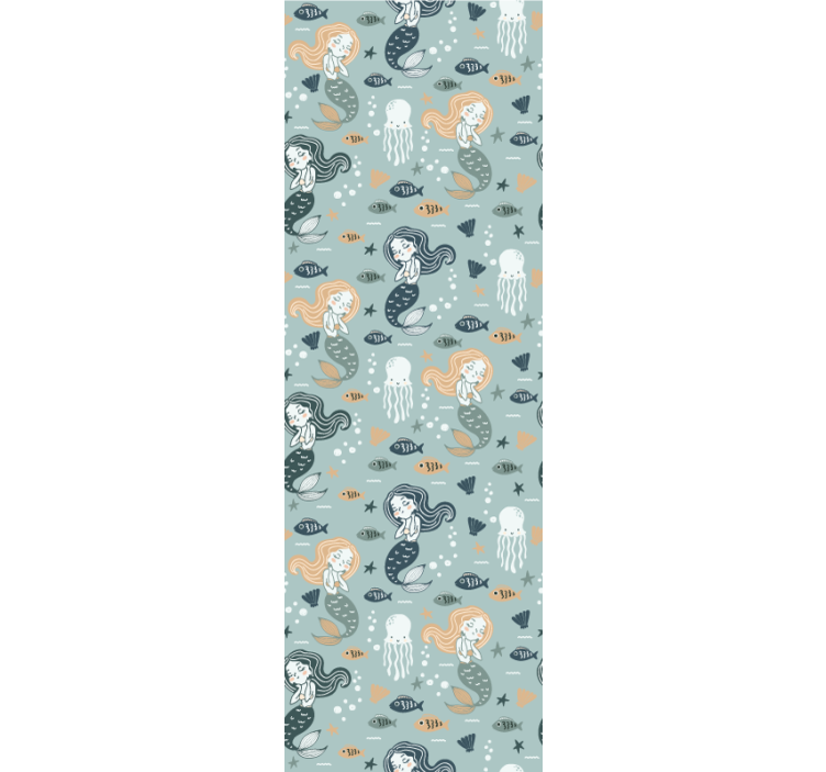 Tenda a rullo cameretta motivo sirena blu magico - TenStickers