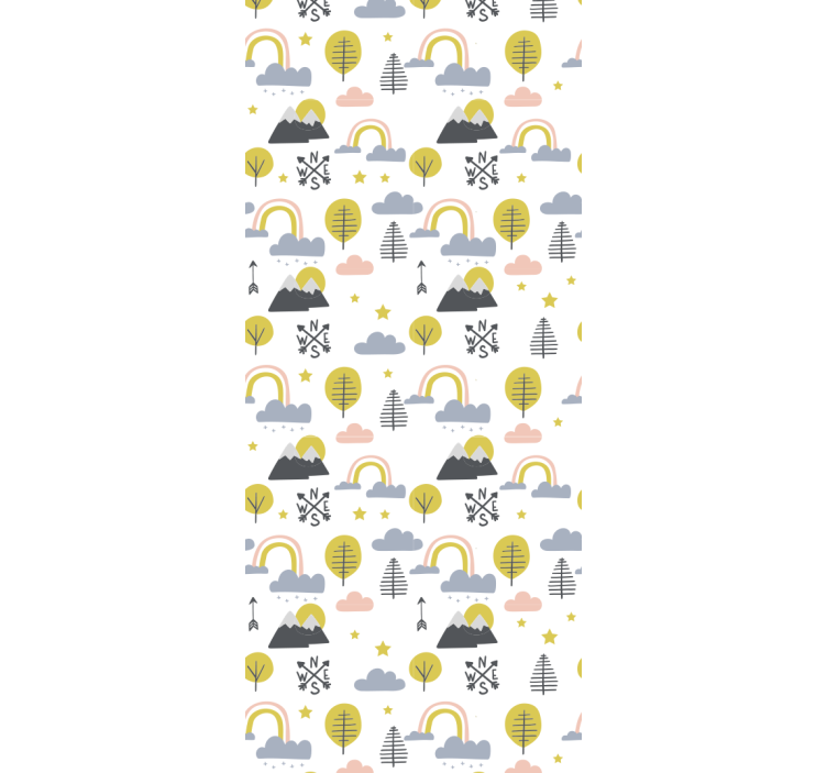 Tenda a rullo cameretta alberi e arcobaleni minimalisti - TenStickers