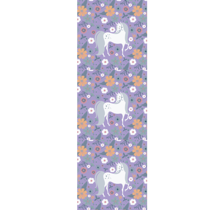 Tenda a rullo cameretta unicorni artistici con fiori - TenStickers